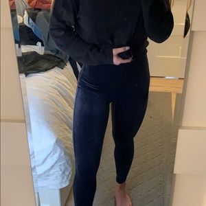 Navy velvet high waisted leggings